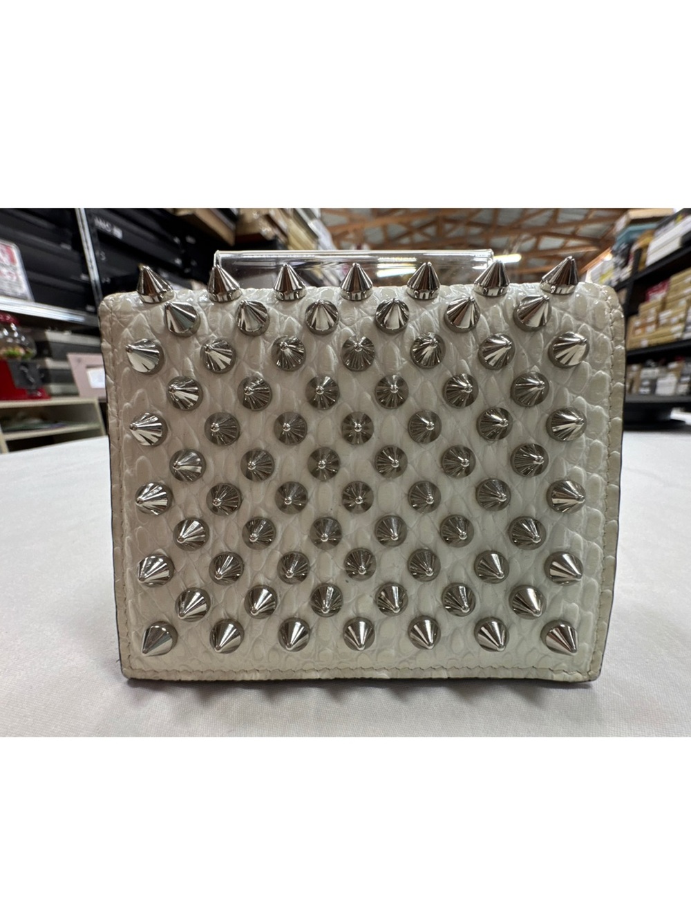 Christian Louboutin Palatin white Snake embossed wallet .. full inclusion